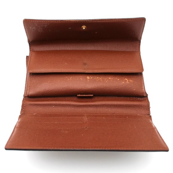 Louis Vuitton Sarah Wallet Brown Tan Leather Monogram Snap Closure Portefeiulle - Picture 5 of 8
